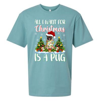 Xmas Lighting Santa All I Want For Christmas Is A Pug Meaningful Gift Sueded Cloud Jersey T-Shirt