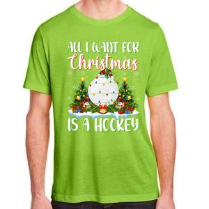 Xmas Lighting Santa All I Want For Christmas Is A Hockey Gift Adult ChromaSoft Performance T-Shirt