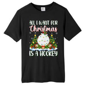 Xmas Lighting Santa All I Want For Christmas Is A Hockey Gift Tall Fusion ChromaSoft Performance T-Shirt