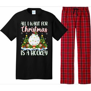 Xmas Lighting Santa All I Want For Christmas Is A Hockey Gift Pajama Set