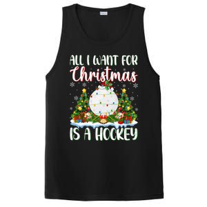 Xmas Lighting Santa All I Want For Christmas Is A Hockey Gift PosiCharge Competitor Tank