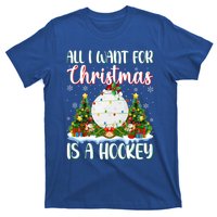 Xmas Lighting Santa All I Want For Christmas Is A Hockey Gift T-Shirt