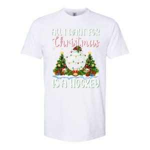 Xmas Lighting Santa All I Want For Christmas Is A Hockey Gift Softstyle CVC T-Shirt