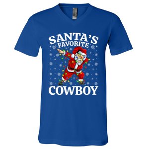 Xmas Lighting SantaS Favorites Cow Christmas Gift V-Neck T-Shirt