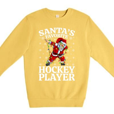 Xmas Lighting SantaS Favorites Hockey Player Christmas Gift Premium Crewneck Sweatshirt