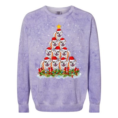 Xmas Lights Santa American Bulldog Christmas Tree Great Gift Colorblast Crewneck Sweatshirt