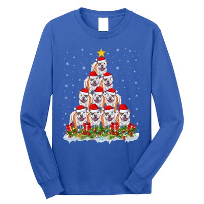 Xmas Lights Santa American Bulldog Christmas Tree Great Gift Long Sleeve Shirt