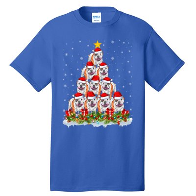 Xmas Lights Santa American Bulldog Christmas Tree Great Gift Tall T-Shirt