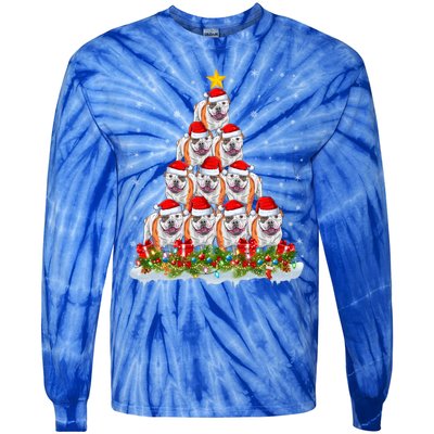 Xmas Lights Santa American Bulldog Christmas Tree Great Gift Tie-Dye Long Sleeve Shirt