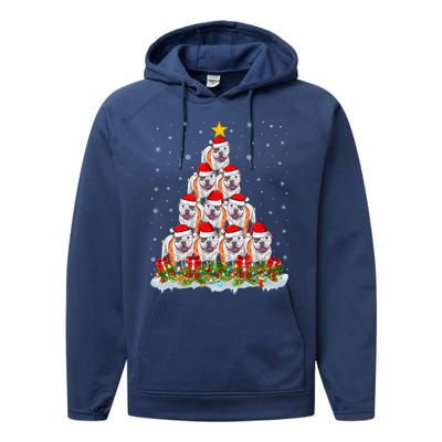 Xmas Lights Santa American Bulldog Christmas Tree Great Gift Performance Fleece Hoodie