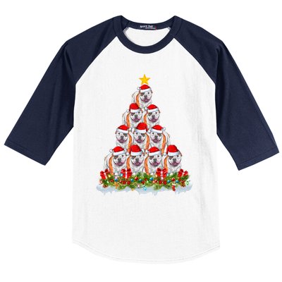 Xmas Lights Santa American Bulldog Christmas Tree Great Gift Baseball Sleeve Shirt