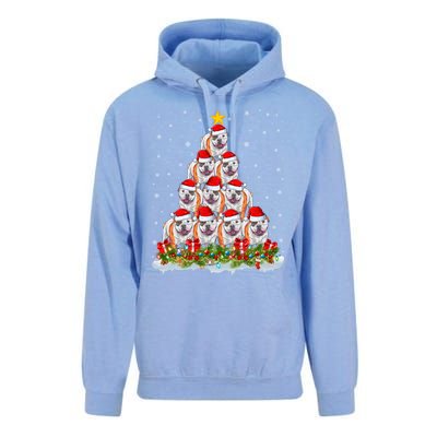 Xmas Lights Santa American Bulldog Christmas Tree Great Gift Unisex Surf Hoodie