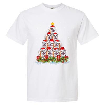 Xmas Lights Santa American Bulldog Christmas Tree Great Gift Garment-Dyed Heavyweight T-Shirt