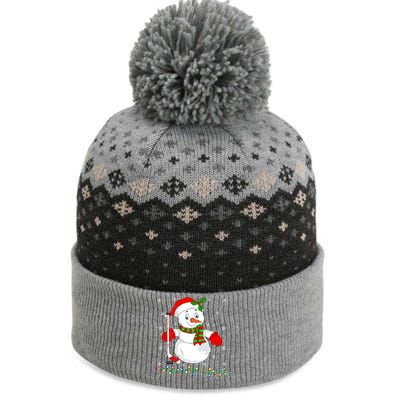 Xmas Lights Santa Snow Playing Ice Hockey Christmas Cute Gift The Baniff Cuffed Pom Beanie