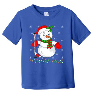 Xmas Lights Santa Snow Playing Ice Hockey Christmas Cute Gift Toddler T-Shirt