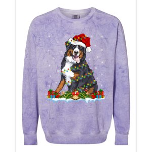 Xmas Lighting Santa Bernese Mountain Dog Christmas Gift Colorblast Crewneck Sweatshirt