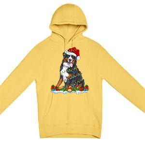 Xmas Lighting Santa Bernese Mountain Dog Christmas Gift Premium Pullover Hoodie