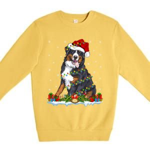 Xmas Lighting Santa Bernese Mountain Dog Christmas Gift Premium Crewneck Sweatshirt