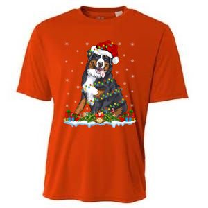 Xmas Lighting Santa Bernese Mountain Dog Christmas Gift Cooling Performance Crew T-Shirt