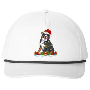 Xmas Lighting Santa Bernese Mountain Dog Christmas Gift Snapback Five-Panel Rope Hat