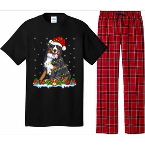 Xmas Lighting Santa Bernese Mountain Dog Christmas Gift Pajama Set