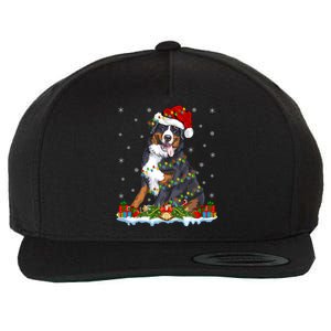 Xmas Lighting Santa Bernese Mountain Dog Christmas Gift Wool Snapback Cap