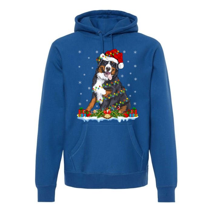 Xmas Lighting Santa Bernese Mountain Dog Christmas Gift Premium Hoodie