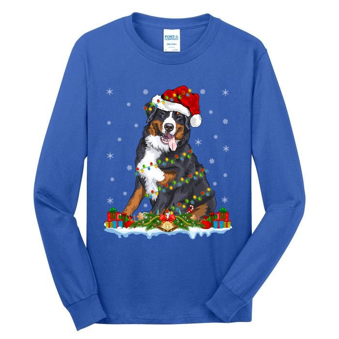 Xmas Lighting Santa Bernese Mountain Dog Christmas Gift Tall Long Sleeve T-Shirt