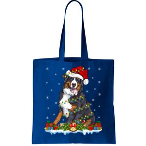 Xmas Lighting Santa Bernese Mountain Dog Christmas Gift Tote Bag