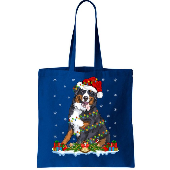 Xmas Lighting Santa Bernese Mountain Dog Christmas Gift Tote Bag