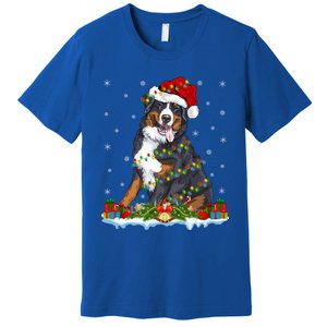 Xmas Lighting Santa Bernese Mountain Dog Christmas Gift Premium T-Shirt