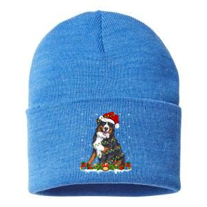 Xmas Lighting Santa Bernese Mountain Dog Christmas Gift Sustainable Knit Beanie