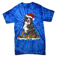 Xmas Lighting Santa Bernese Mountain Dog Christmas Gift Tie-Dye T-Shirt