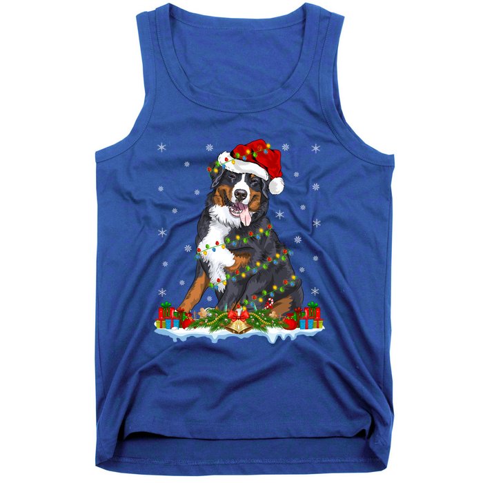 Xmas Lighting Santa Bernese Mountain Dog Christmas Gift Tank Top