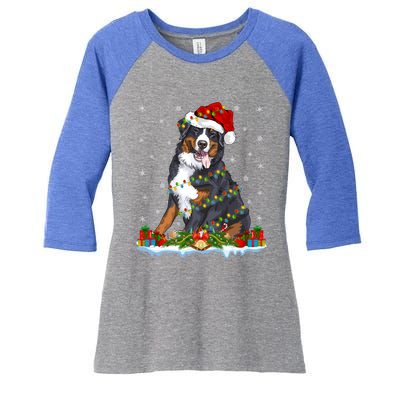 Xmas Lighting Santa Bernese Mountain Dog Christmas Gift Women's Tri-Blend 3/4-Sleeve Raglan Shirt