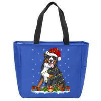 Xmas Lighting Santa Bernese Mountain Dog Christmas Gift Zip Tote Bag