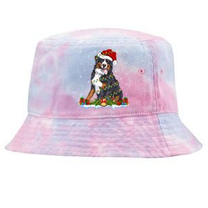 Xmas Lighting Santa Bernese Mountain Dog Christmas Gift Tie-Dyed Bucket Hat