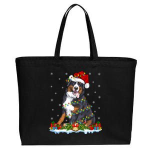 Xmas Lighting Santa Bernese Mountain Dog Christmas Gift Cotton Canvas Jumbo Tote