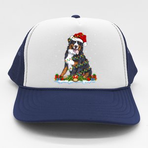 Xmas Lighting Santa Bernese Mountain Dog Christmas Gift Trucker Hat