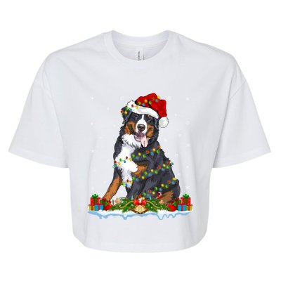 Xmas Lighting Santa Bernese Mountain Dog Christmas Gift Bella+Canvas Jersey Crop Tee