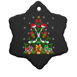 Xmas Lighting Santa Ice Hockey Christmas Tree Gift Ceramic Star Ornament