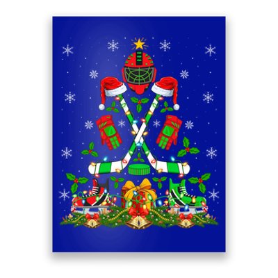 Xmas Lighting Santa Ice Hockey Christmas Tree Gift Poster