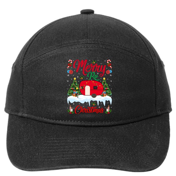 Xmas Lighting Santa Camping Merry RV Christmas Gift 7-Panel Snapback Hat