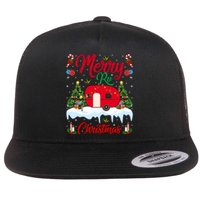 Xmas Lighting Santa Camping Merry RV Christmas Gift Flat Bill Trucker Hat