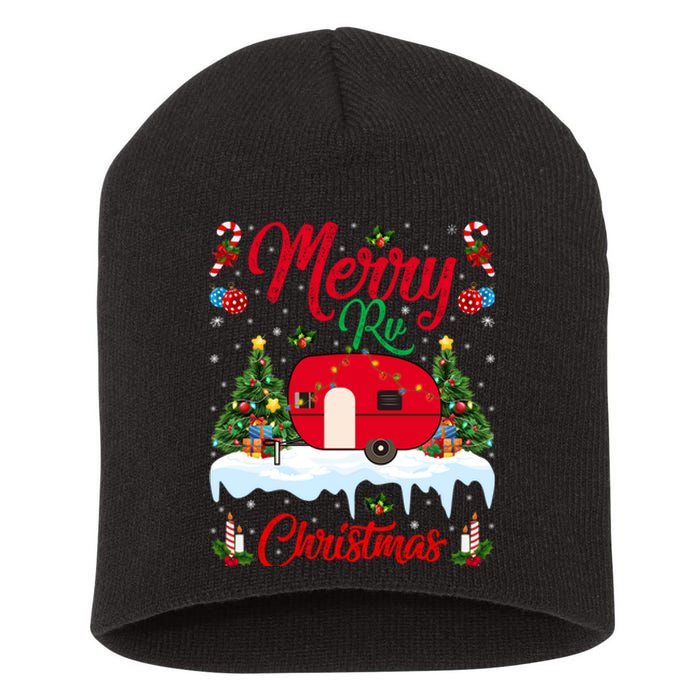 Xmas Lighting Santa Camping Merry RV Christmas Gift Short Acrylic Beanie