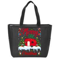 Xmas Lighting Santa Camping Merry RV Christmas Gift Zip Tote Bag