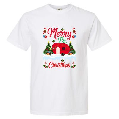 Xmas Lighting Santa Camping Merry RV Christmas Gift Garment-Dyed Heavyweight T-Shirt