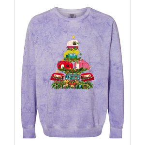 Xmas Lighting Santa Camping RV Christmas Tree Gift Colorblast Crewneck Sweatshirt