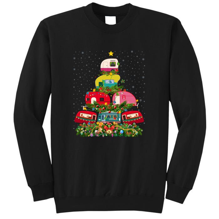 Xmas Lighting Santa Camping RV Christmas Tree Gift Tall Sweatshirt