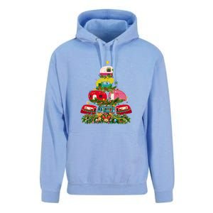 Xmas Lighting Santa Camping RV Christmas Tree Gift Unisex Surf Hoodie